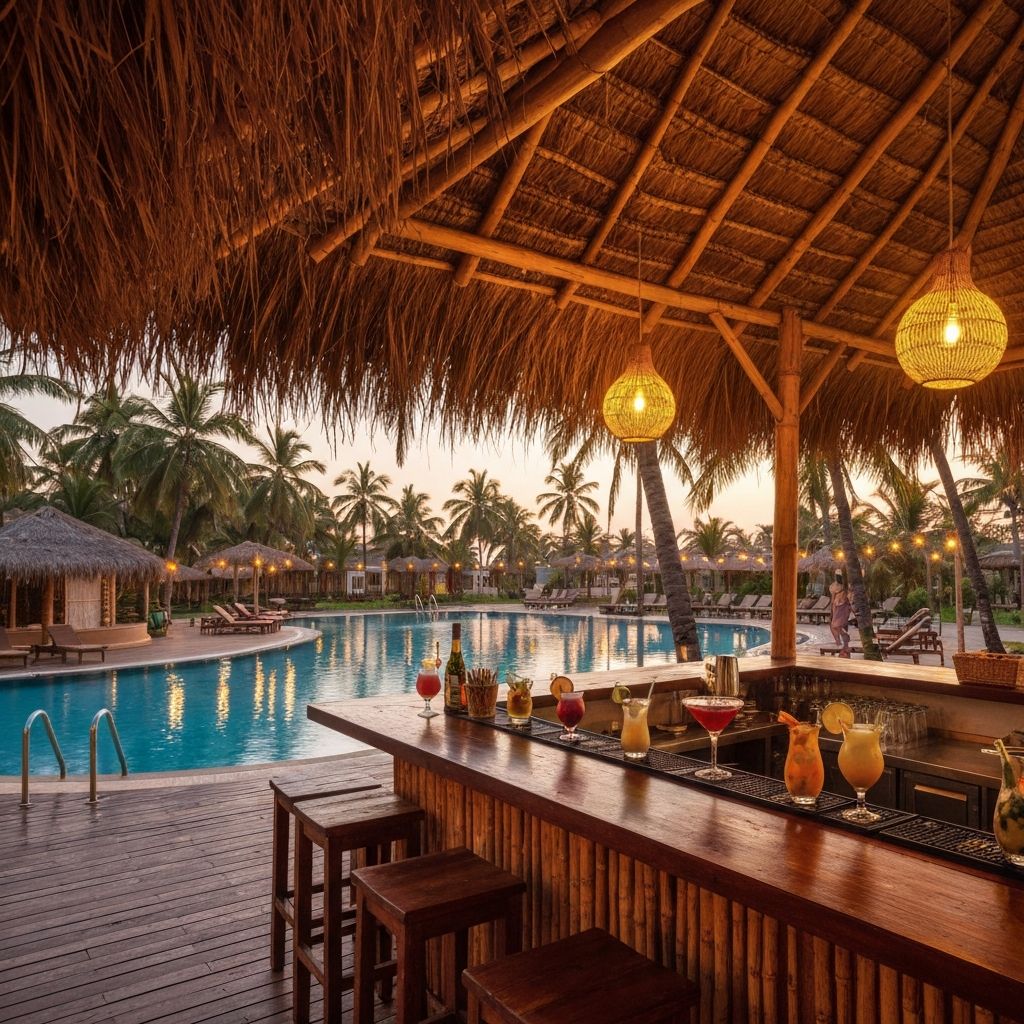 Tropical outdoor bar at the resort